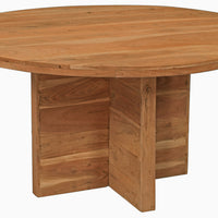 60" Natural Rounded Solid Wood Dining Table