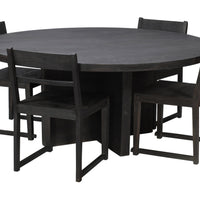 60" Dark Gray Rounded Solid Wood Dining Table