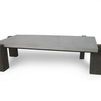 33" Walnut And Dark Grey Concrete Rectangular Coffee Table