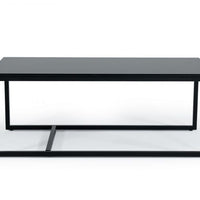 47" Black And Black Marble Stone Rectangular Coffee Table