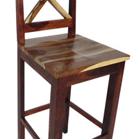 48" Brown And Natural Handcrafted Bar Height Bar Chair