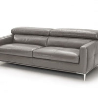 79" Dark Grey Genuine Leather and Silver Standard Sofa