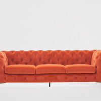 97" Orange Silver Chesterfield Sofa