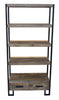 71" Rustic Distressed Solid Wood Oak And Black Four Tier Etagere Bookcase