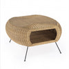 38" Natural Rattan Wicker With Iron Round Coffee Table