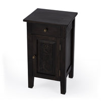 24" Natural Brown Solid Wood End Table With Door and Drawer