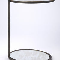 23" Black Mirrored Oval End Table With Shelf