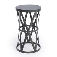 22" Gray Iron Hourglass Base Round Top End Table