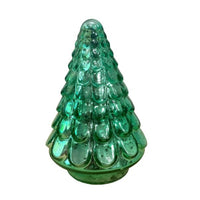 7" Embossed Green Glass Christmas Tree Sculpture