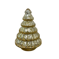 7" Embossed Gold Glass Christmas Tree Sculpture