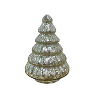 7" Embossed Silver Glass Christmas Tree Sculpture