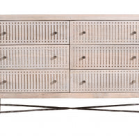 48" Brushed Ivory Solid Wood Six Drawer Double Dresser