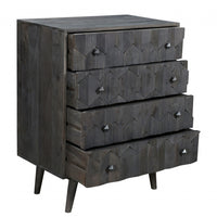 27" Dark Gray Solid Wood Four Drawer Standard Dresser