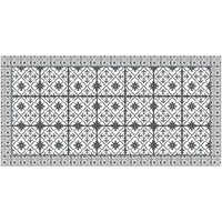 2' X 4' Dark Gray And White Tile Printed Vinyl Area Rug with UV Protection