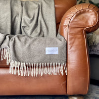 Brown And Ivory Woven Wool Reversable Throw