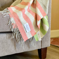 Gray Woven Wool Striped Reversable Throw