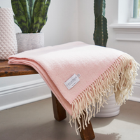 Pink Woven Wool Solid Color Reversable Throw