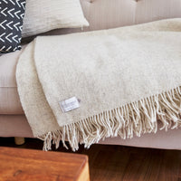 Natural Woven Wool Solid Color Reversable Throw