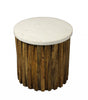 20" Brown And Ivory Marble And Solid Wood Round End Table