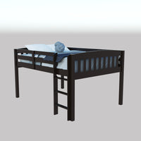 Dark Brown Solid Wood Full Double Size Loft Bed