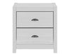 24" White Distressed Solid Wood Two Drawer Nightstand