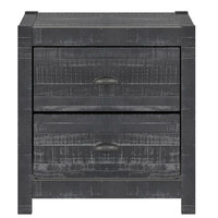 24" Dark Gray Distressed Solid Wood Two Drawer Nightstand