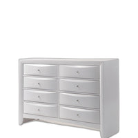 59" White Manufactured Wood Eight Drawer Standard Dresser