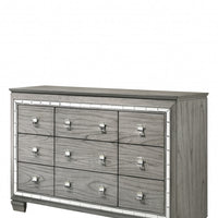 64" Light Gray Oak Manufactured Wood Nine Drawer Triple Dresser