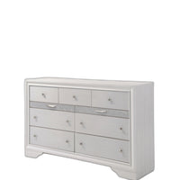 63" White Manufactured Wood Nine Drawer Triple Dresser