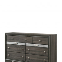 63" Gray Manufactured Wood Nine Drawer Triple Dresser