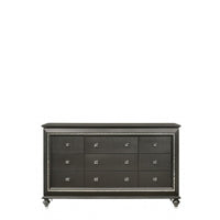 66" Metallic Gray Solid Manufactured Wood Nine Drawer Triple Dresser
