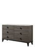 61" Faux Marble Rustic Gray Oak Six Drawer Standard Dresser