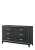 63" Weathered Black Manufactured Wood Six Drawer Standard Dresser