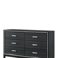 63" Weathered Black Manufactured Wood Six Drawer Standard Dresser