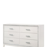 63" White Finish Manufactured Wood Six Drawer Standard Dresser