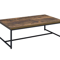 47" Black And Weathered Oak Manufactured Wood And Metal Rectangular Coffee Table