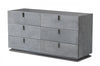 59" Gunmetal Grey Crackle Finish Six Drawer Double Dresser