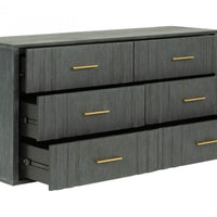 63" Dark Grey Solid And Manufactured Wood Six Drawer Standard Dresser