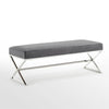 48" Gray And Silver Upholstered Velvet Bench