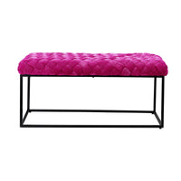 39" Fuchsia And Black Upholstered Velvet Bench