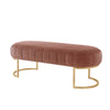 53" Blush And Gold Upholstered Velvet Bench