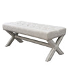 45" Cream Upholstered Linen Bench