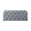 48" Light Gray And Black Upholstered Linen Bench