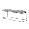 50" Gray And Silver Upholstered Velvet Bench