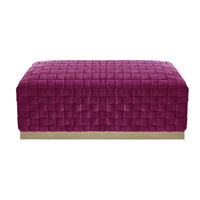 40" Fuchsia And Gold Upholstered Velvet Bench