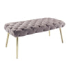 48" Lilac And Gold Upholstered Velvet Bench