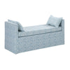 53" Blue And Black Upholstered Linen Floral Bench