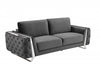 90" Dark Gray Velvet And Chrome Stainless Steel Standard Sofa