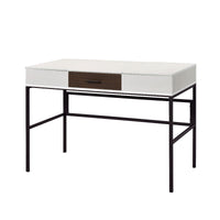 42" White Natural Wood and Black Rectangular Writing Desk with USB