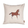 18" X 18" Beige Horse Animal Print Zippered Handmade Polyester Throw Pillow With Embroidery